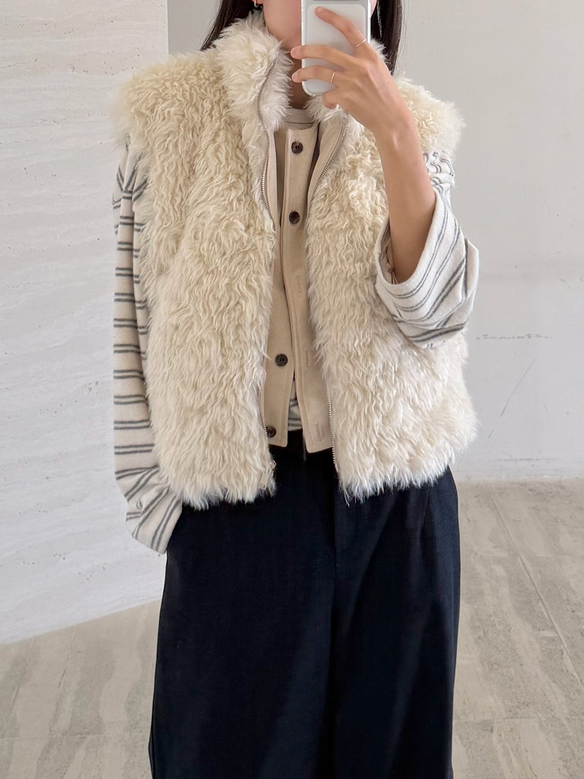 URBANE cloth韓國代購26秋冬毛絨立領層疊馬甲立領疊穿無袖URBANE cloth馬甲