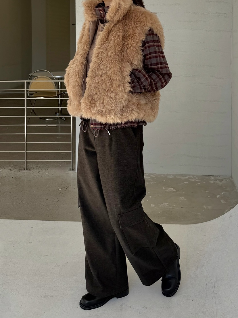 URBANE cloth韓國代購26秋冬毛絨立領層疊馬甲立領疊穿無袖URBANE cloth馬甲
