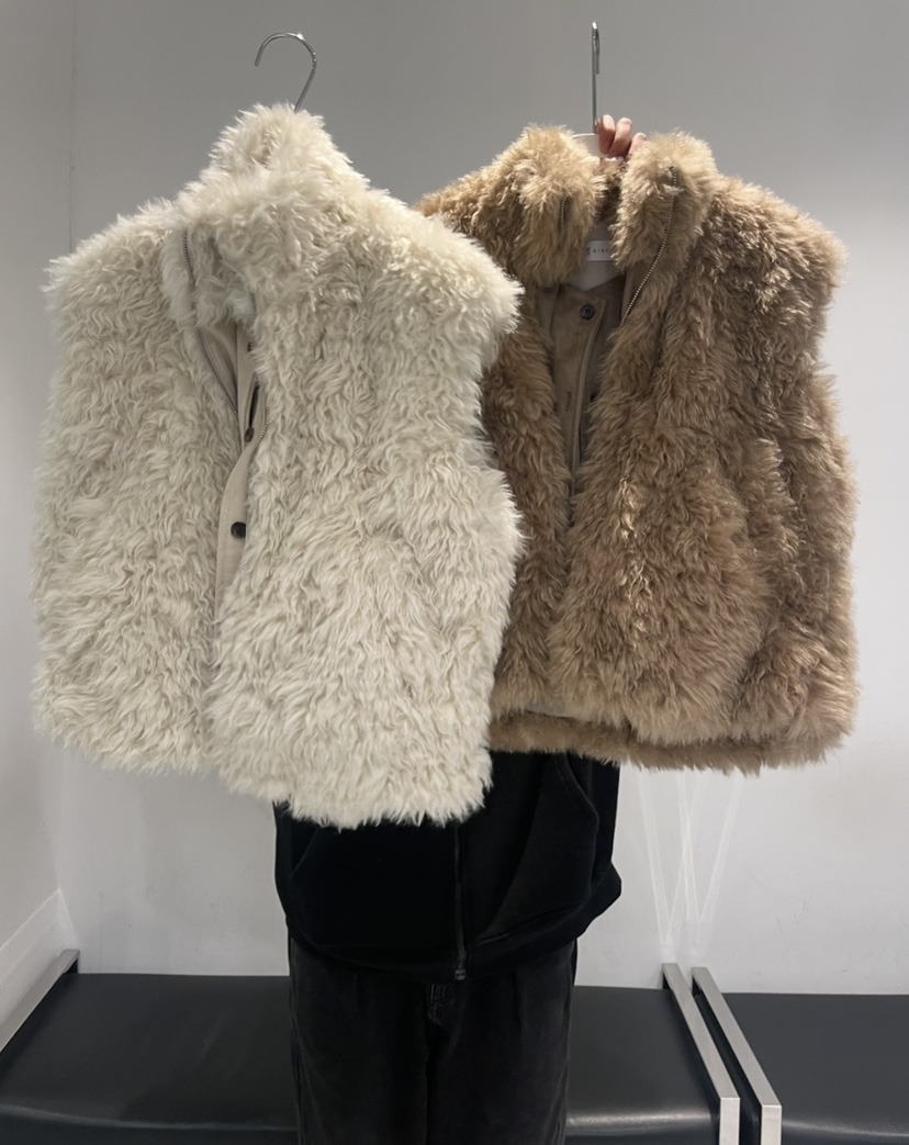 URBANE cloth韓國代購26秋冬毛絨立領層疊馬甲立領疊穿無袖URBANE cloth馬甲