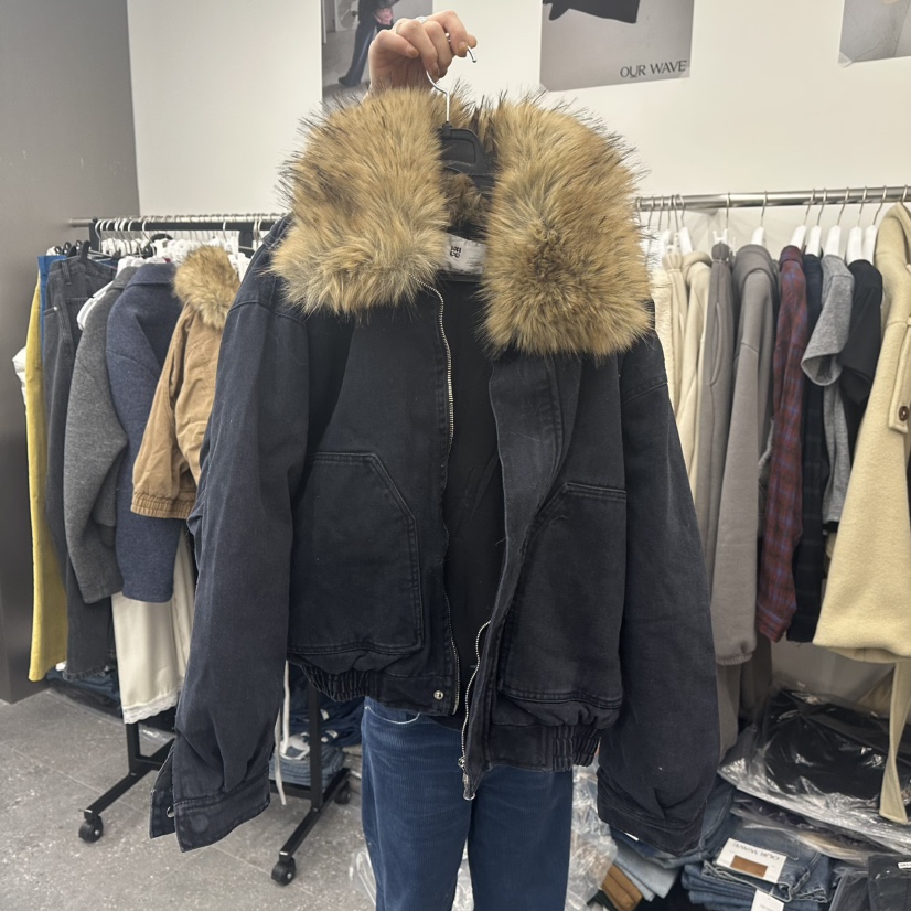 OURWAVE/OUR ROOM東大門直郵26秋冬短款毛領卡其色棉服短款棉OURWAVE/OUR ROOM短款棉服圖色2
