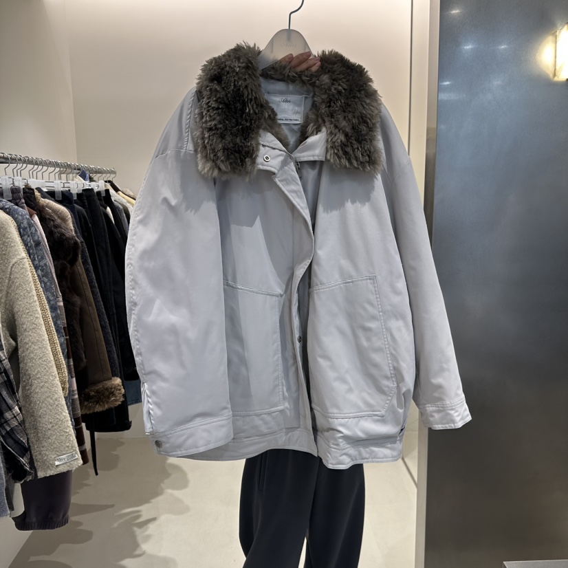 Alter東大門代購26秋冬毛領寬松短款羽絨服羽絨服口袋落肩寬松Alter短款羽絨服圖色1