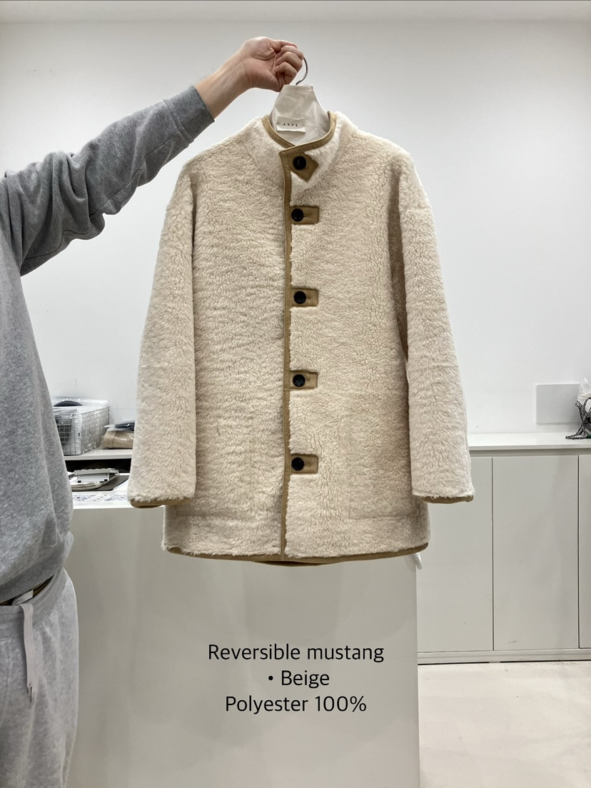 ARVE韓國直郵26秋冬立領毛絨兩面穿夾克兩面穿單排扣口袋毛絨ARVE夾克