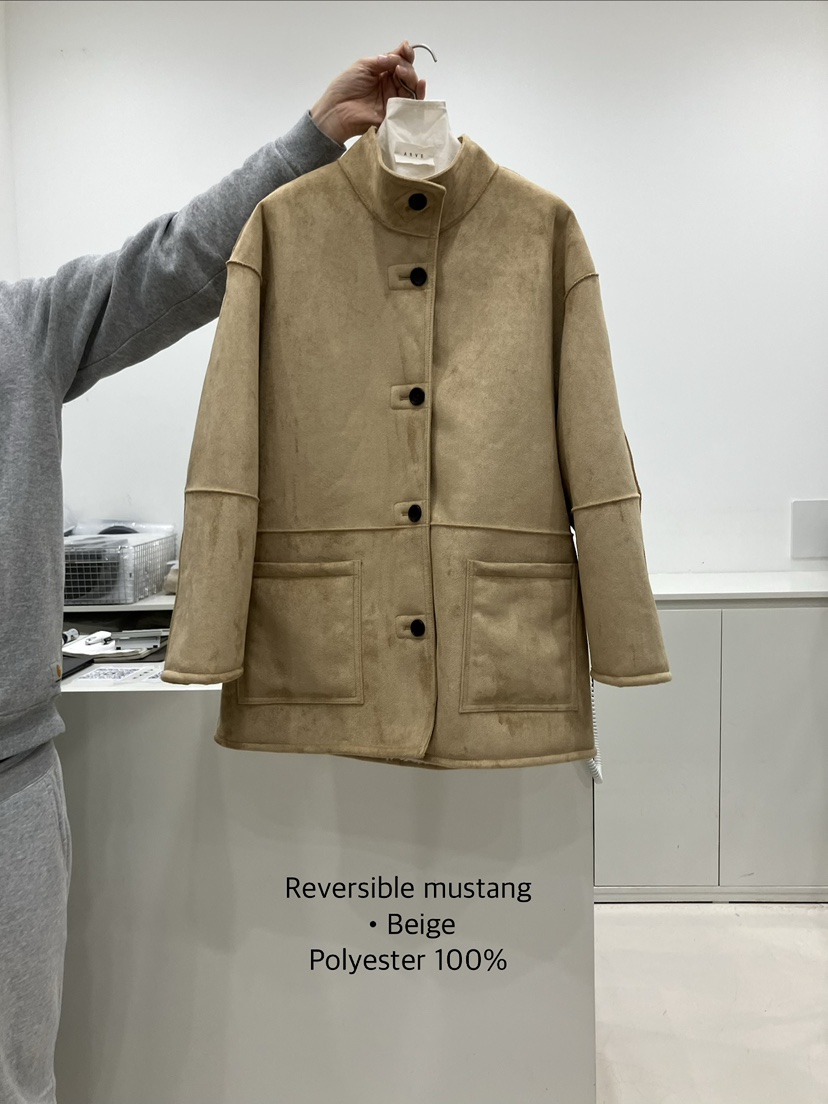 ARVE韓國直郵26秋冬立領毛絨兩面穿夾克兩面穿單排扣口袋毛絨ARVE夾克