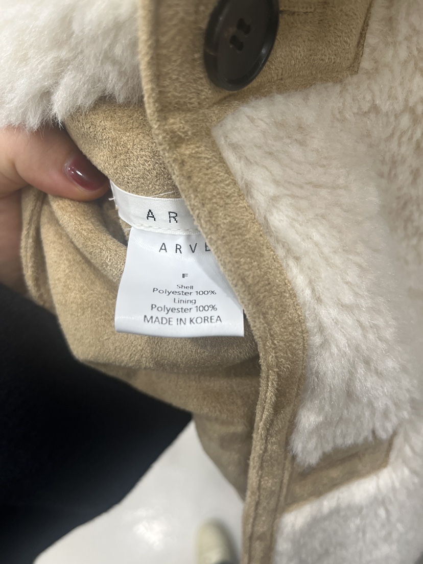 ARVE韓國直郵26秋冬立領毛絨兩面穿夾克兩面穿單排扣口袋毛絨ARVE夾克
