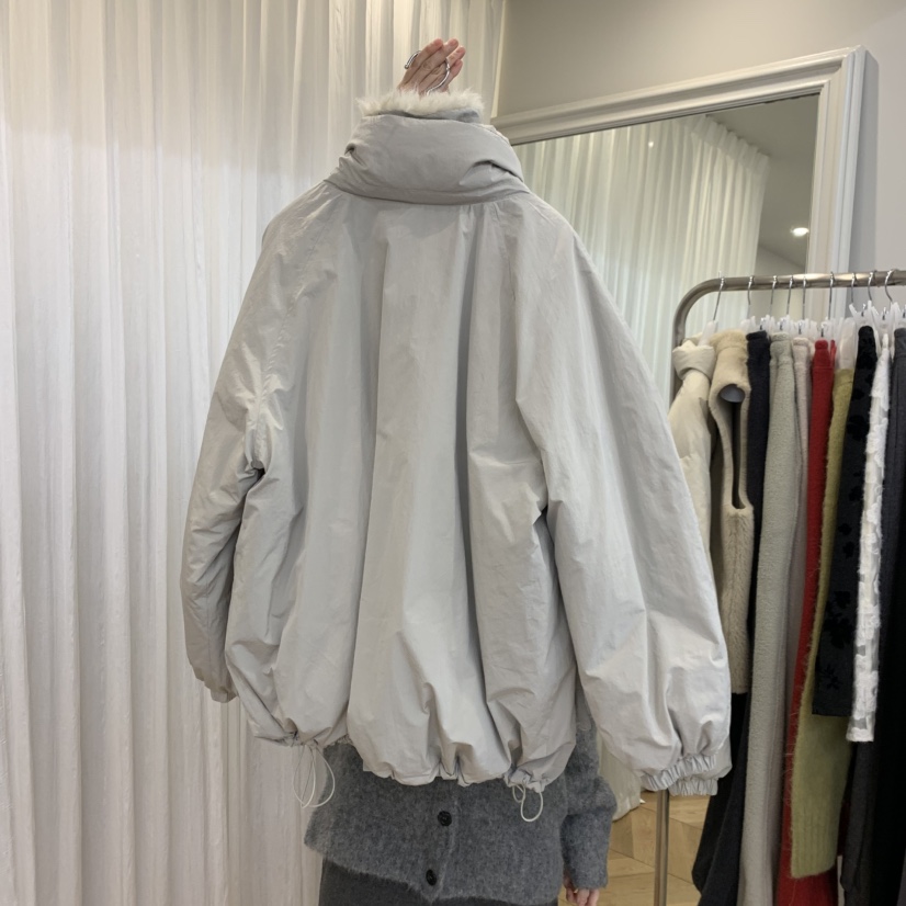 JINSIM韓國代購26秋冬寬松抽繩短款羽絨服可調節立領抽繩寬松JINSIM短款羽絨服