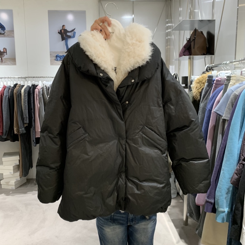 TEMPTING韓國直郵26秋冬毛領廓形羽絨服長款羽絨服口袋毛皮立TEMPTING長款羽絨服圖色2