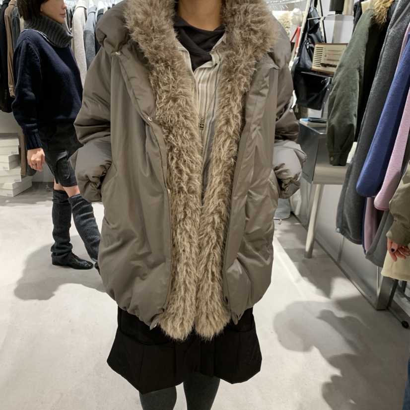 TEMPTING韓國直郵26秋冬毛領廓形羽絨服長款羽絨服口袋毛皮立TEMPTING長款羽絨服圖色3