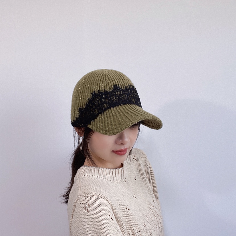 LOVELY HAT東大門代購26秋冬針織拼色鴨嘴帽帽子條紋LOVELY HAT帽子
