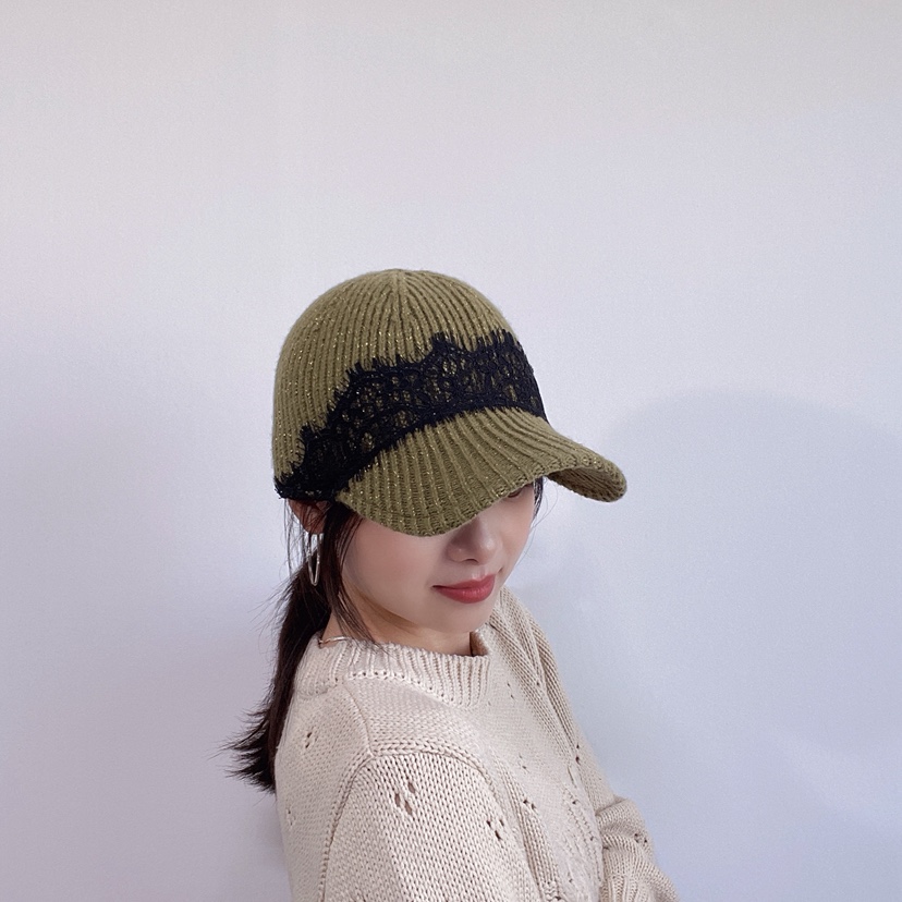 LOVELY HAT東大門代購26秋冬針織拼色鴨嘴帽帽子條紋LOVELY HAT帽子