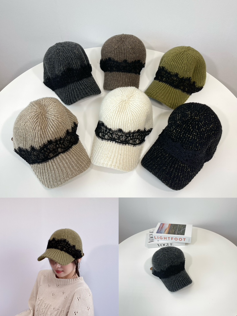 LOVELY HAT東大門代購26秋冬針織拼色鴨嘴帽帽子條紋LOVELY HAT帽子