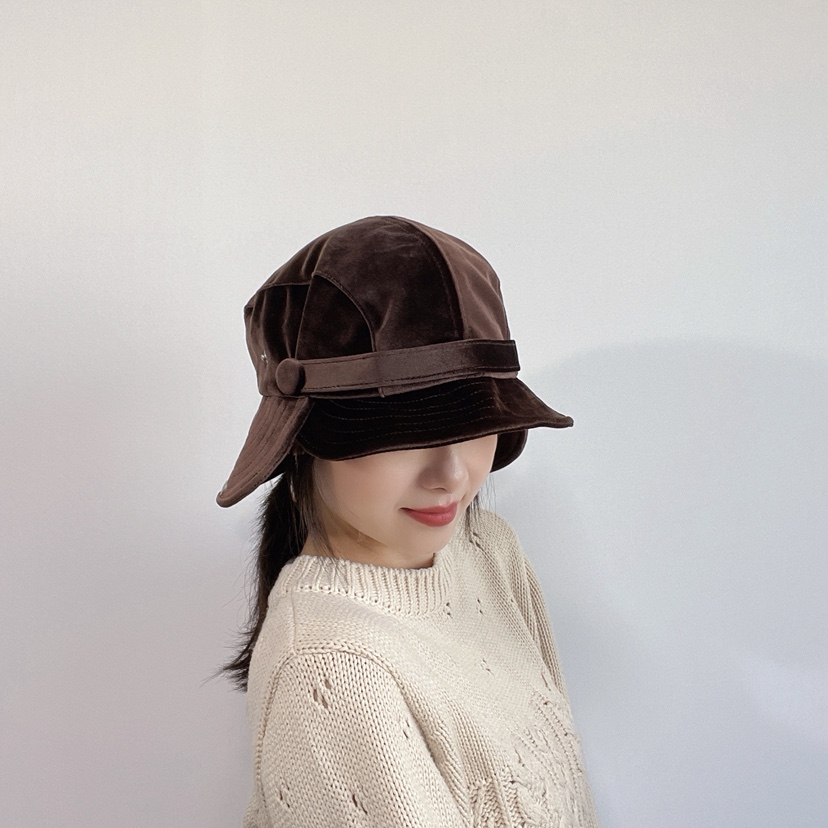 LOVELY HAT東大門代購26秋冬復古絲絨拼接造型帽帽子絲絨LOVELY HAT帽子