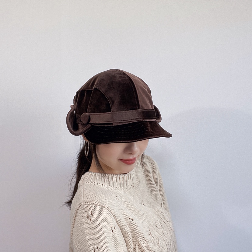 LOVELY HAT東大門代購26秋冬復古絲絨拼接造型帽帽子絲絨LOVELY HAT帽子