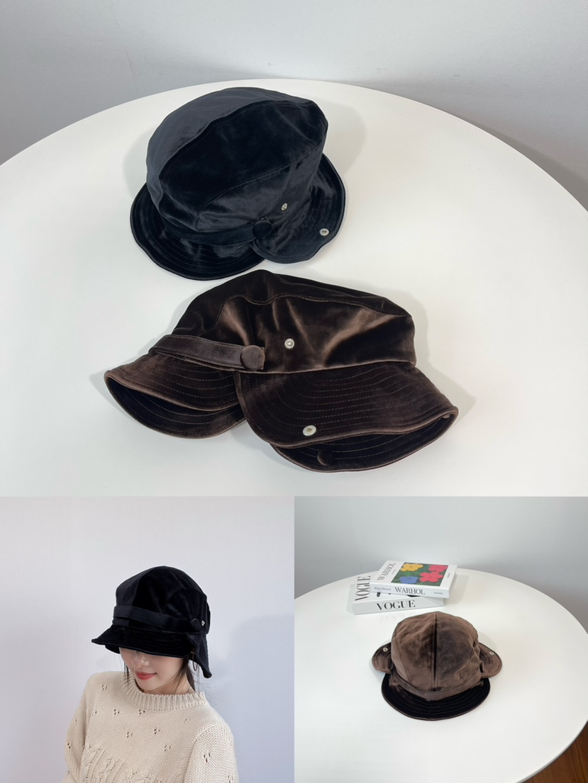 LOVELY HAT東大門代購26秋冬復古絲絨拼接造型帽帽子絲絨LOVELY HAT帽子
