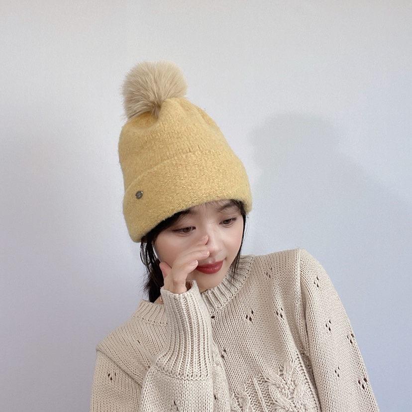 LOVELY HAT韓國代購26秋冬毛球翻邊針織帽 日常保暖帽子LOVELY HAT帽子