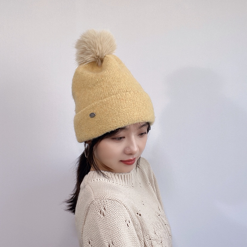 LOVELY HAT韓國代購26秋冬毛球翻邊針織帽 日常保暖帽子LOVELY HAT帽子