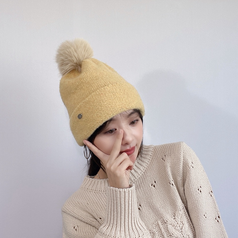 LOVELY HAT韓國代購26秋冬毛球翻邊針織帽 日常保暖帽子LOVELY HAT帽子