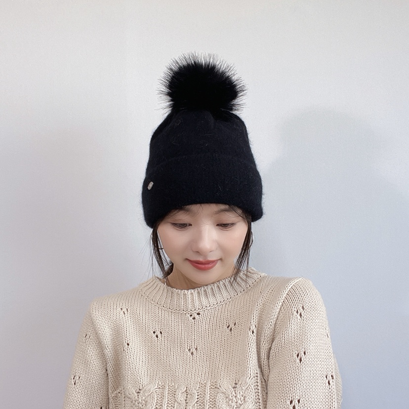 LOVELY HAT韓國代購26秋冬毛球翻邊針織帽 日常保暖帽子LOVELY HAT帽子