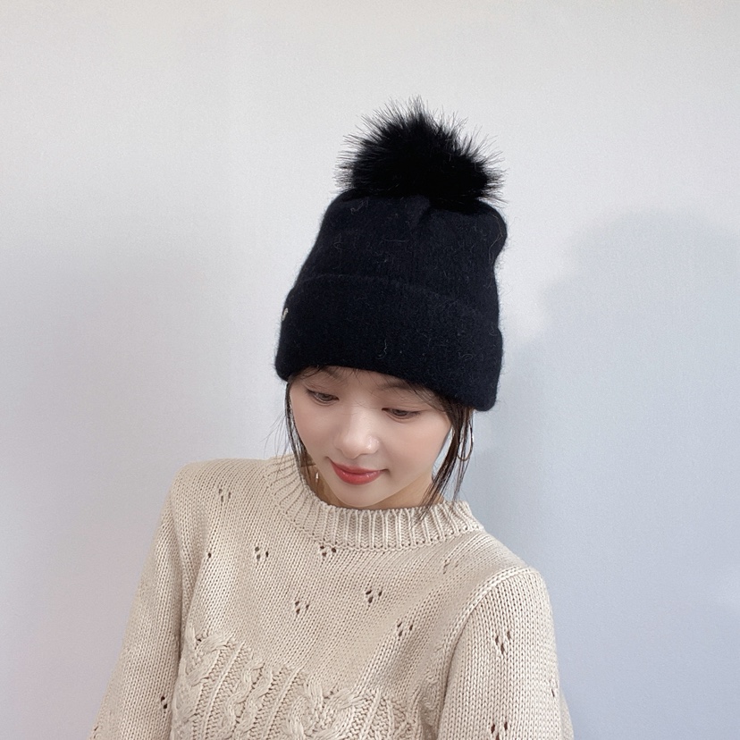 LOVELY HAT韓國代購26秋冬毛球翻邊針織帽 日常保暖帽子LOVELY HAT帽子