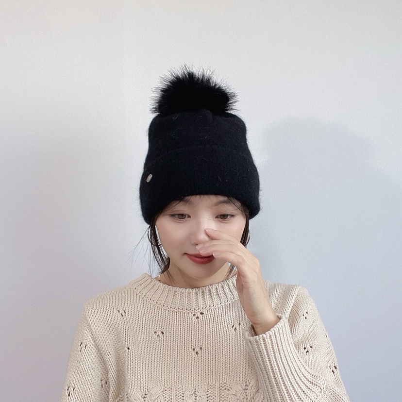 LOVELY HAT韓國代購26秋冬毛球翻邊針織帽 日常保暖帽子LOVELY HAT帽子