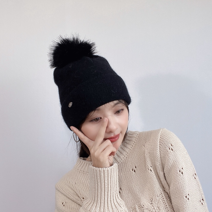 LOVELY HAT韓國代購26秋冬毛球翻邊針織帽 日常保暖帽子LOVELY HAT帽子