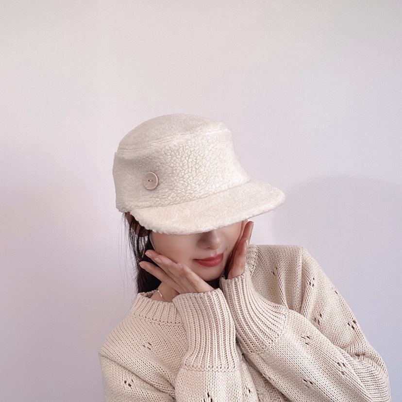 LOVELY HAT東大門直郵26秋冬毛絨短檐裝飾扣帽帽子LOVELY HAT帽子