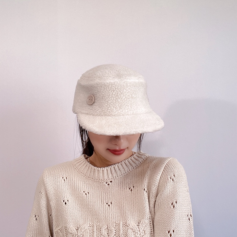 LOVELY HAT東大門直郵26秋冬毛絨短檐裝飾扣帽帽子LOVELY HAT帽子圖色1
