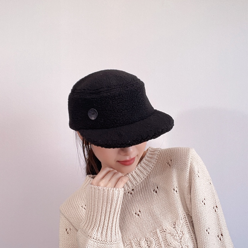 LOVELY HAT東大門直郵26秋冬毛絨短檐裝飾扣帽帽子LOVELY HAT帽子圖色2