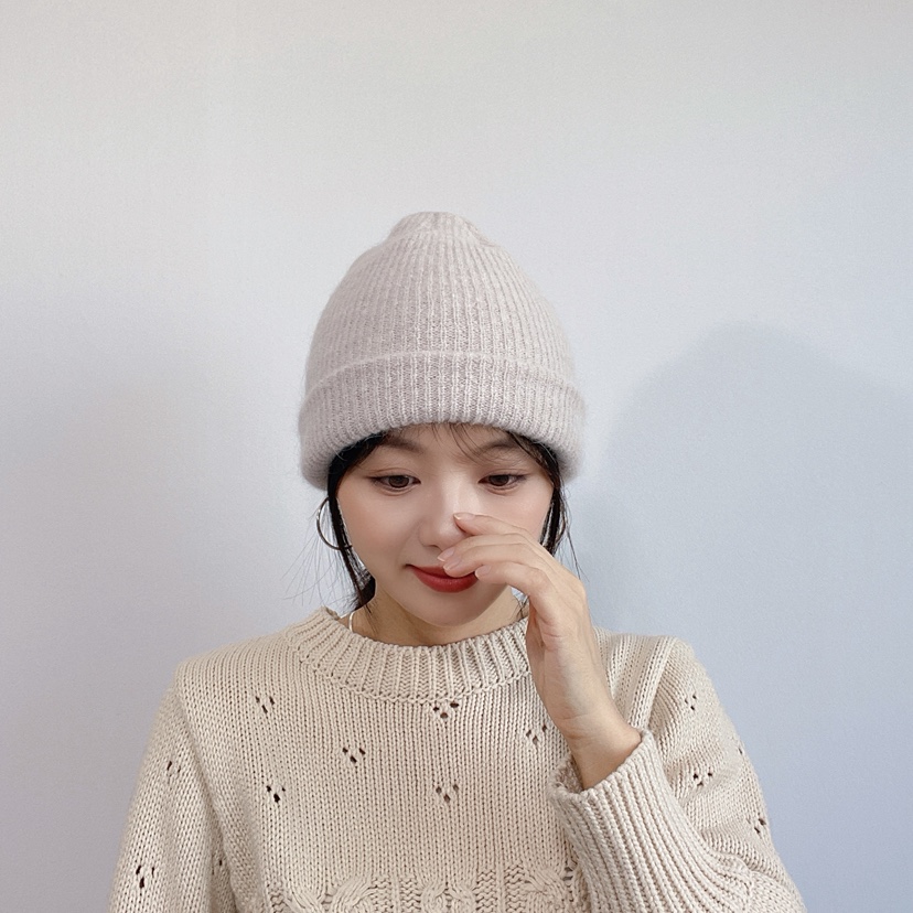 LOVELY HAT東大門代購26秋冬卷邊毛絨針織冷帽帽子羅紋LOVELY HAT帽子