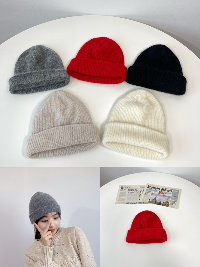 LOVELY HAT東大門代購26秋冬卷邊毛絨針織冷帽帽子羅紋LOVELY HAT帽子