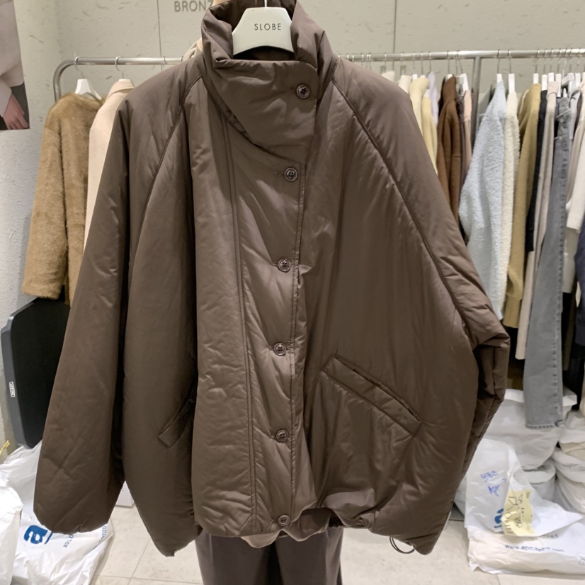 BRONZE韓國直郵26秋冬立領抽繩短棉服短款棉服插肩袖單排扣口BRONZE短款棉服圖色2