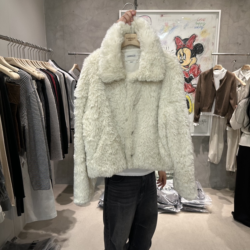 LAMAGIEPIE/LAMAGIE GREY東大門代購26秋冬翻領毛絨夾克單排扣LAMAGIEPIE/LAMAGIE GREY夾克圖色1