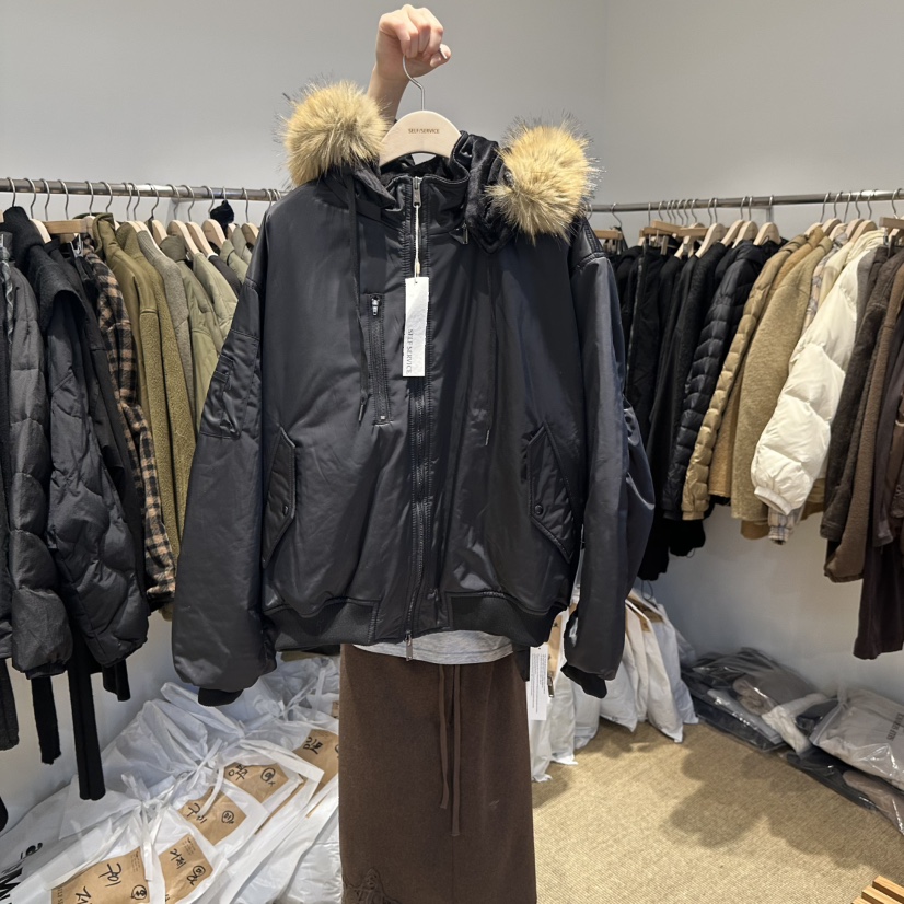 SELF SERVICE/MASOF東大門實拍26秋冬寬松羽絨毛領帽子可拆卸SELF SERVICE/MASOF短款羽絨服圖色2