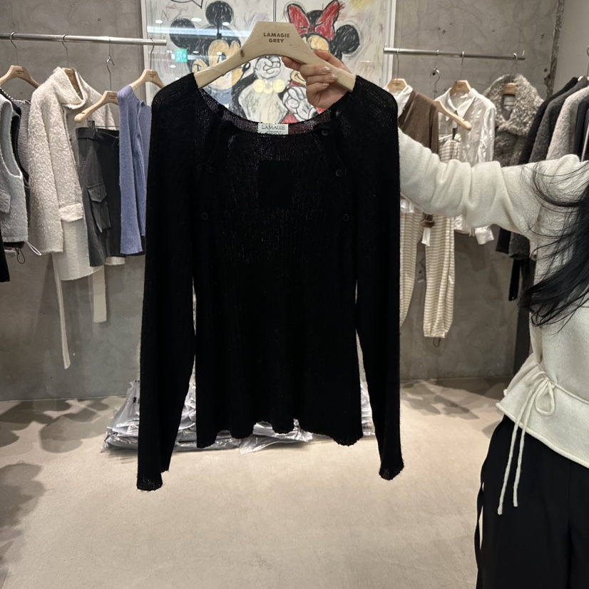 LAMAGIEPIE/LAMAGIE GREY韓國直郵26秋冬坑條針織兩件套針織衫LAMAGIEPIE/LAMAGIE GREY針織衫圖色4