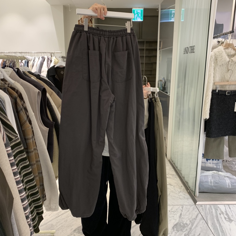 VENIR-A東大門代購26秋冬加絨工裝闊腿褲休閑褲口袋工裝加絨抽VENIR-A休閑褲