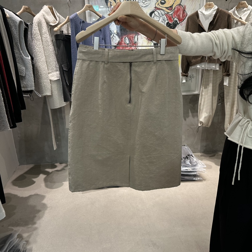 LAMAGIEPIE/LAMAGIE GREY韓國直郵26秋冬工裝風口袋配腰帶中短LAMAGIEPIE/LAMAGIE GREY半身裙/中短裙