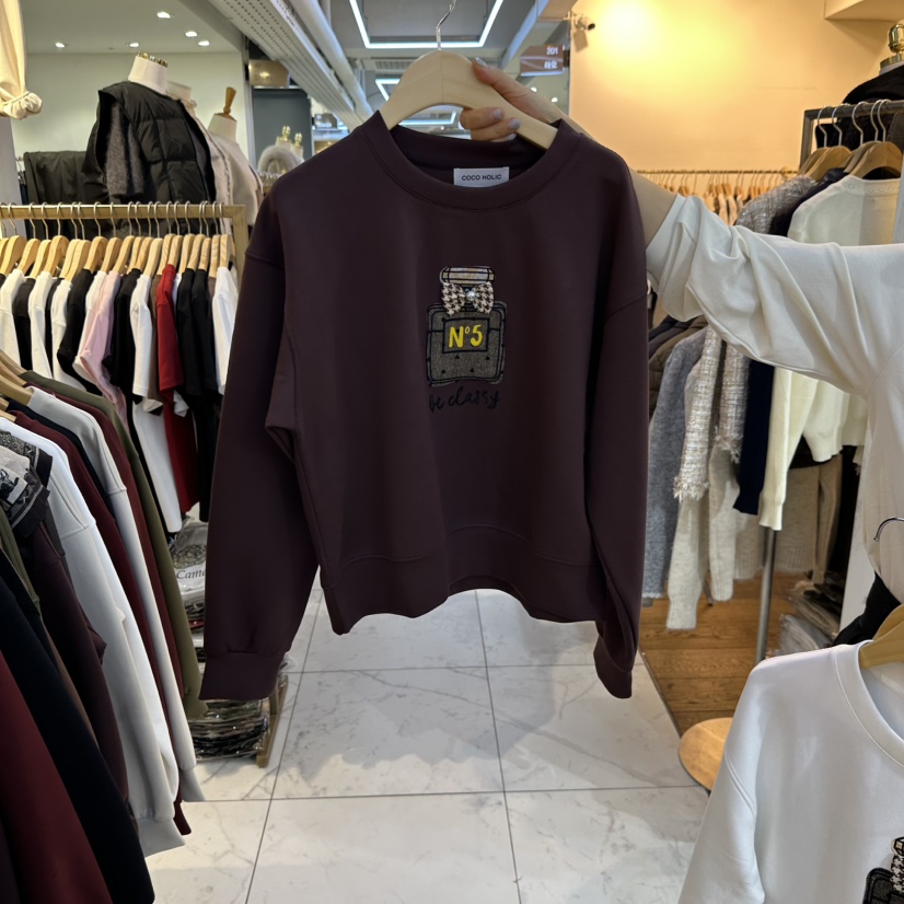 COCO HOLIC韓國代購26秋冬圓領香水瓶刺繡衛衣刺繡圓領運動COCO HOLIC衛衣圖色4