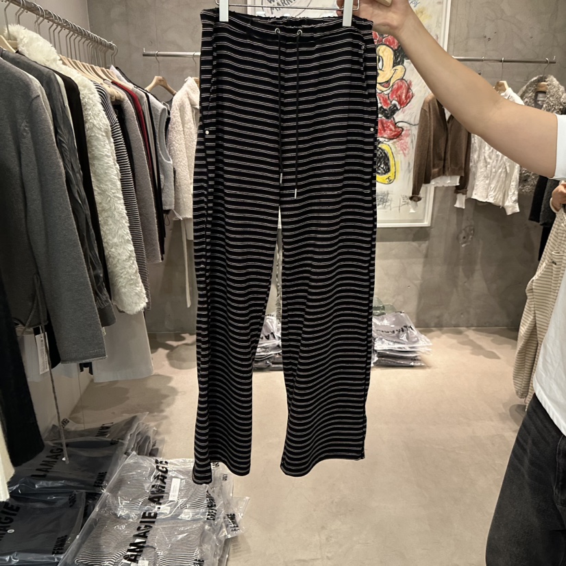 LAMAGIEPIE/LAMAGIE GREY韓國代購26秋冬條紋休閑褲直筒褲抽繩LAMAGIEPIE/LAMAGIE GREY休閑褲圖色2
