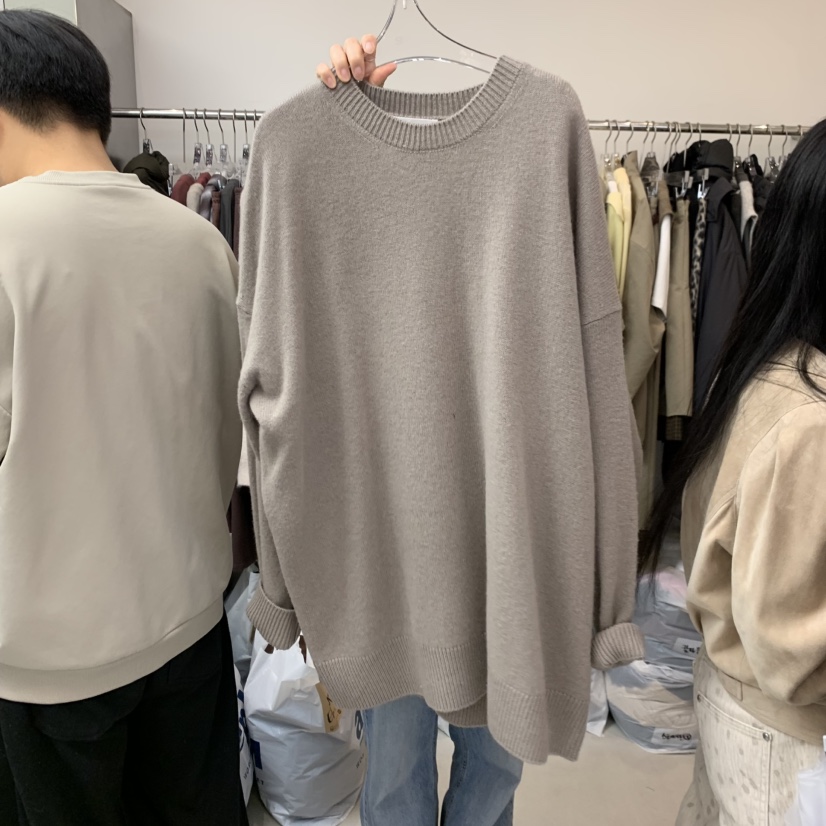 SEeD-SOBORO韓國代購26秋冬長款羊絨毛衣不含配飾羊絨落肩圓領SEeD-SOBORO毛衣圖色1
