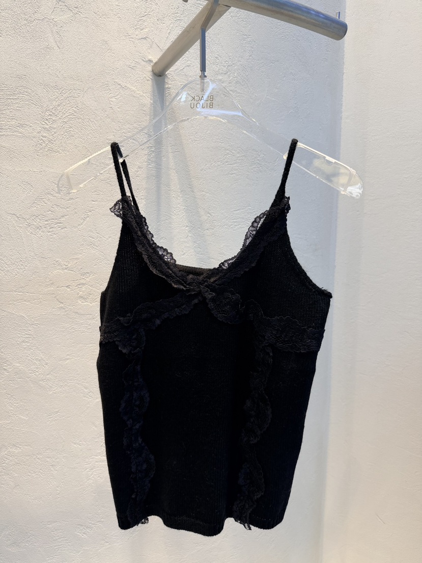 BLACK BIJOU韓國直郵26秋冬蕾絲針織吊帶背心蕾絲花V領BLACK BIJOU吊帶/背心圖色4