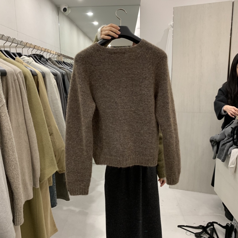 ETTER-B東大門代購26秋冬馬海毛圓領毛衣不含內搭插肩袖馬海毛ETTER-B毛衣