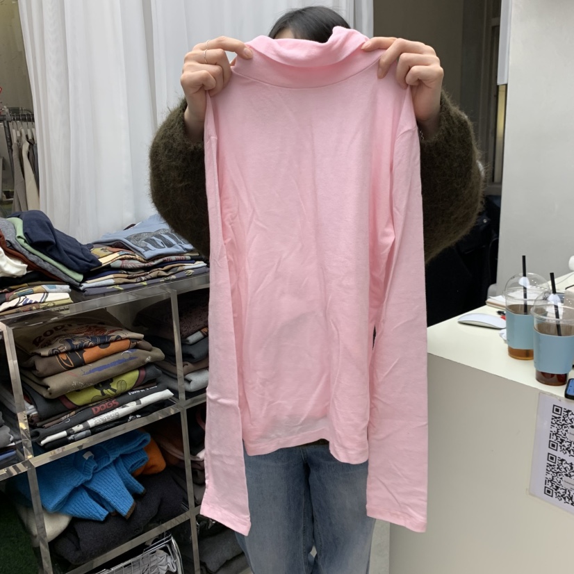 SEeD-SOBORO韓國代購26秋冬高領長袖內搭T恤長袖T恤高前后兩穿SEeD-SOBORO長袖T恤圖色1