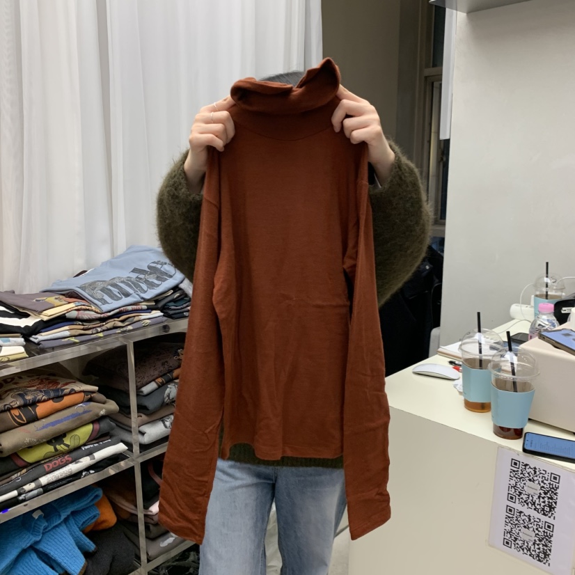 SEeD-SOBORO韓國代購26秋冬高領長袖內搭T恤長袖T恤高前后兩穿SEeD-SOBORO長袖T恤圖色5