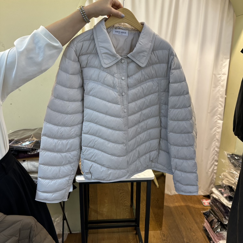 COCO HOLIC東大門實拍26秋冬波浪領短款輕薄棉服短款棉服單排COCO HOLIC短款棉服圖色1
