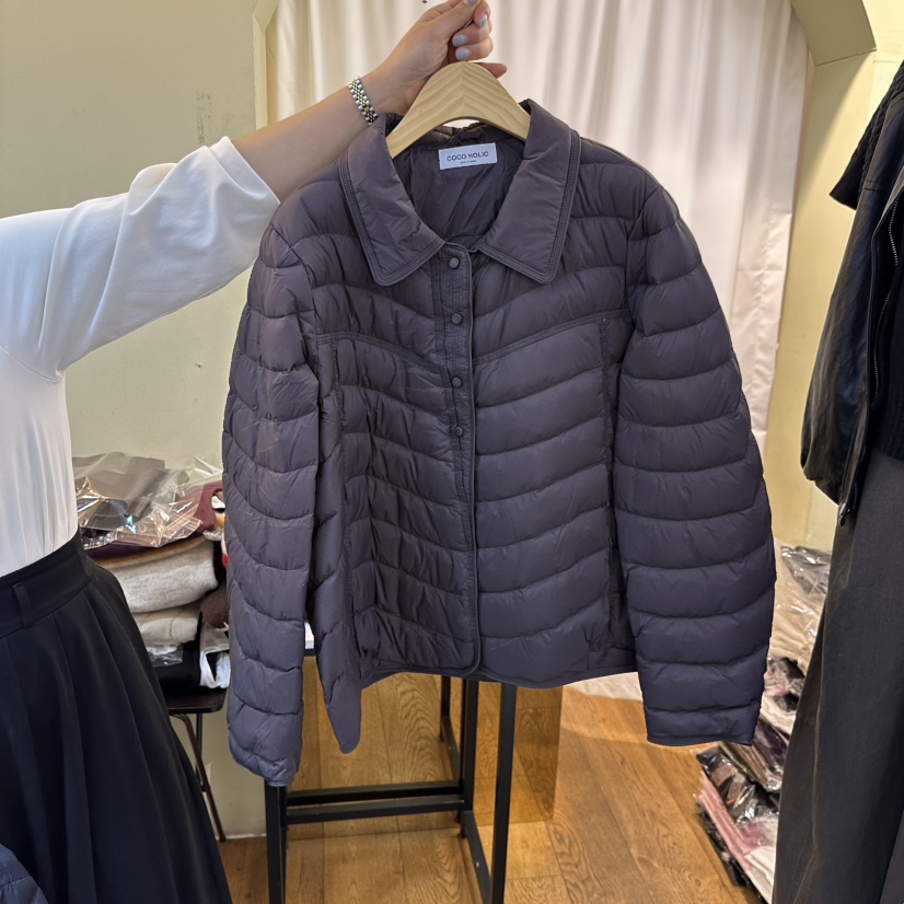 COCO HOLIC東大門實拍26秋冬波浪領短款輕薄棉服短款棉服單排COCO HOLIC短款棉服圖色3