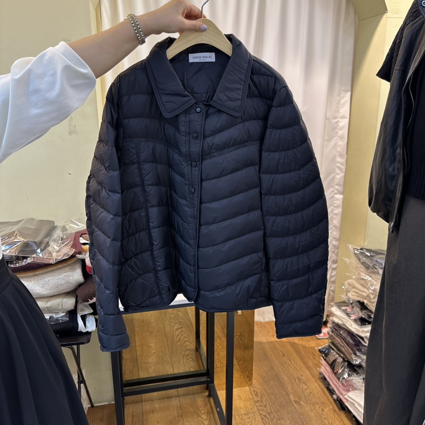 COCO HOLIC東大門實拍26秋冬波浪領短款輕薄棉服短款棉服單排COCO HOLIC短款棉服圖色4