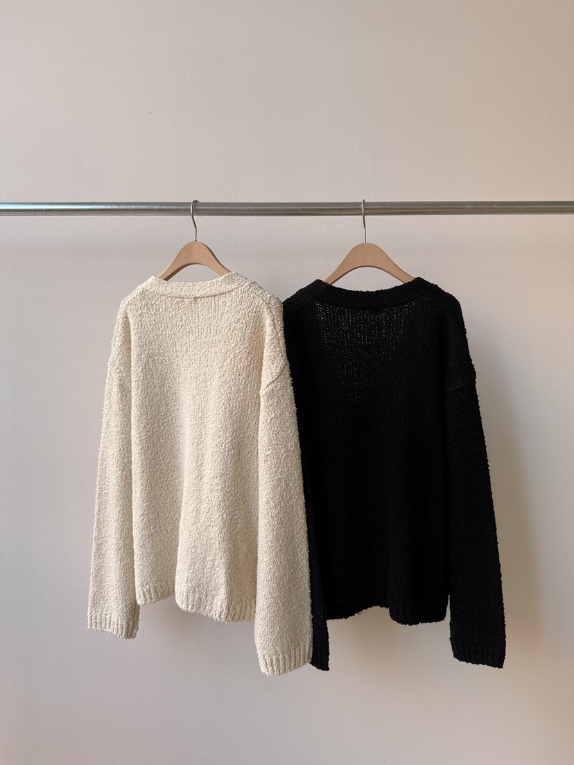 TAFFETA/MURET/ROBERTI東大門實拍26秋冬寬松V領針織開衫單排TAFFETA/MURET/ROBERTI開衫