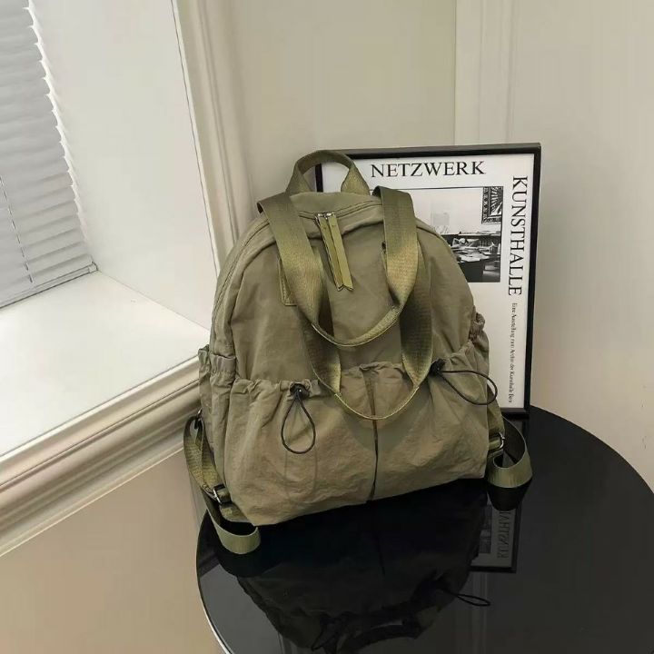 TROUVAILLE東大門代購26秋冬抽繩褶皺中款雙肩包雙肩背包抽繩TROUVAILLE雙肩背包