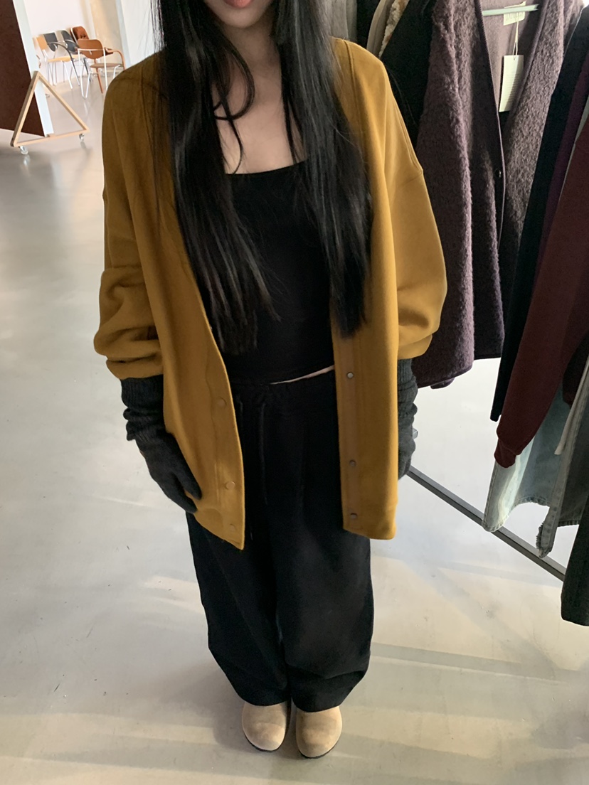 LO GARDEN韓國代購26秋冬V領寬松開衫夾克不含內搭V領落肩寬松LO GARDEN夾克