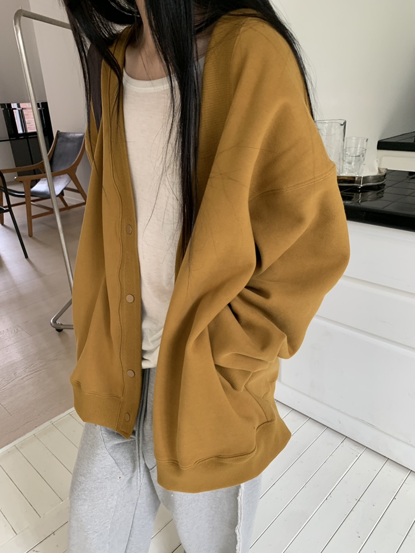 LO GARDEN韓國代購26秋冬V領寬松開衫夾克不含內搭V領落肩寬松LO GARDEN夾克