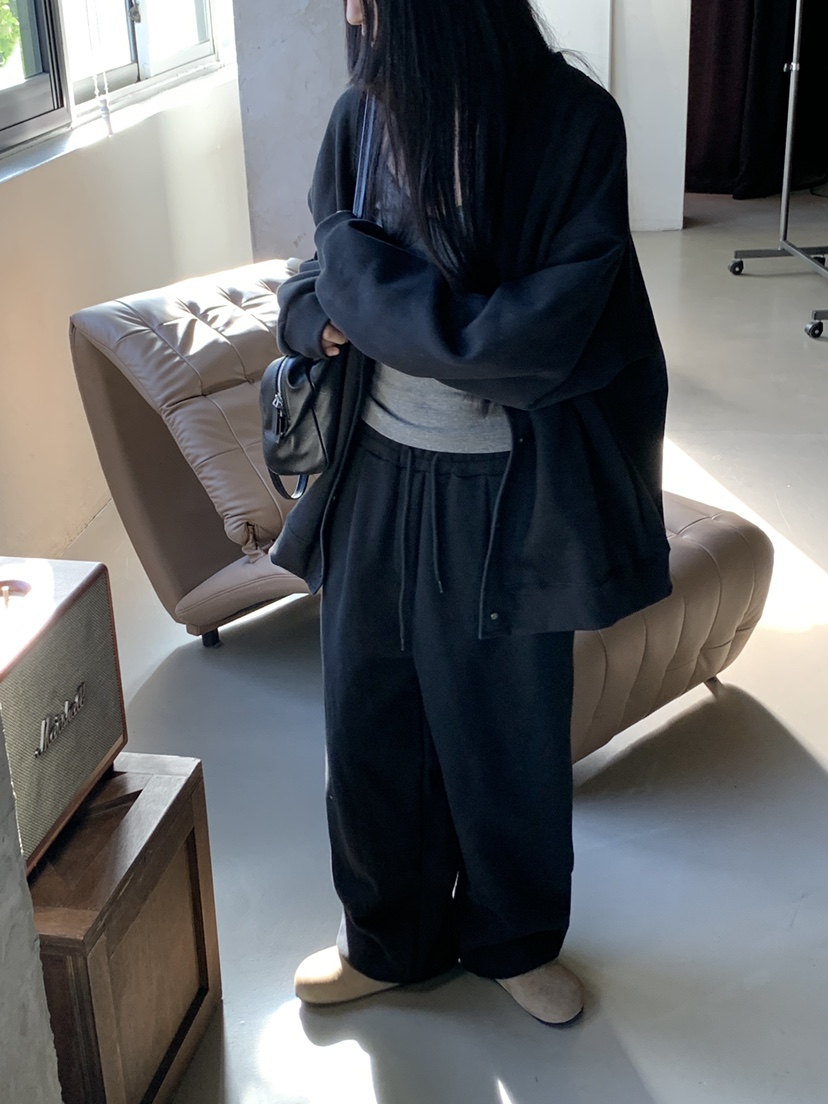 LO GARDEN東大門代購26秋冬束腳休閑衛褲休閑褲抽繩保暖寬松LO GARDEN休閑褲圖色2